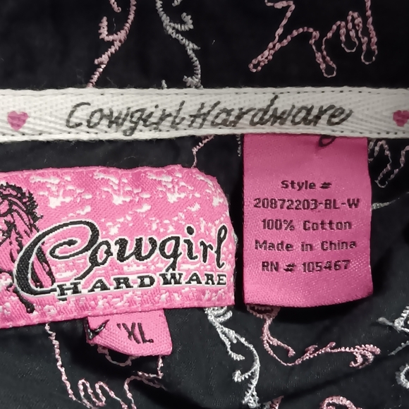 COWGIRL HARDWARE embroidered horse graphic Western snap front cotton shirt, XXL - Picture 4 of 16